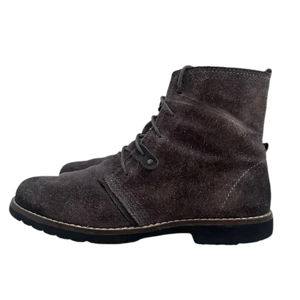 Bussola Keely Kalahari Silk Suede Ankle Boots Charcoal Gray EU 41 US 10 Combat